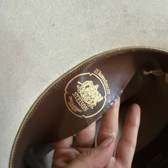 VINTAGE Stetson 3X Beaver Taupe Tan Size 6 3/4 Hat - Picture 4 of 7